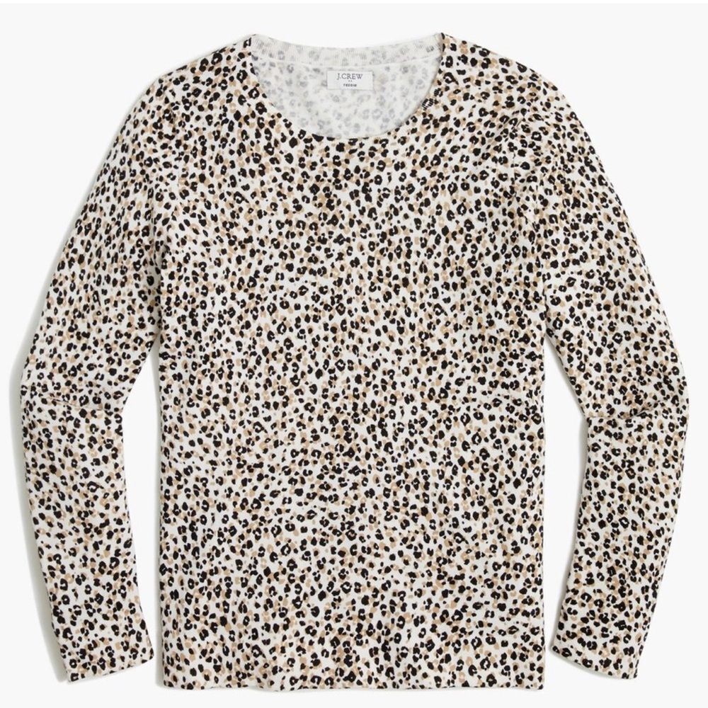 J.Crew Leopard Teddie Sweater Medium Cotton Preppy Chic Animal Officecore